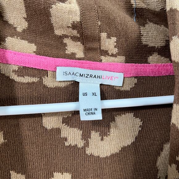 Isaac Mizrahi Live! Jacquard Shawl Collar Sweater Cardigan Leopard, X-Large - Picture 4 of 10